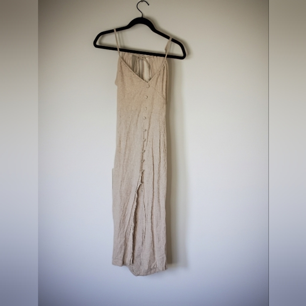 Beige Button-Down Dress Fashionista Linen Blend Size M